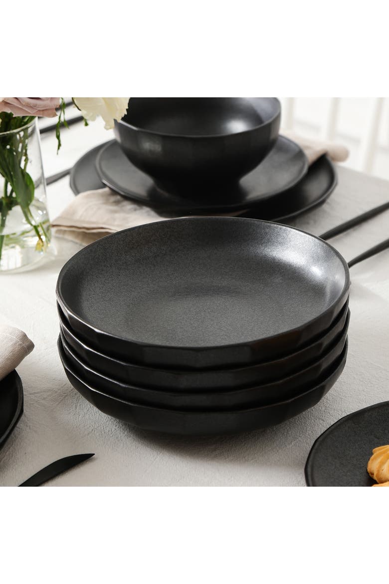 Rio Stoneware 4-Piece Pasta Bowl Set, Alternate, color, Black
