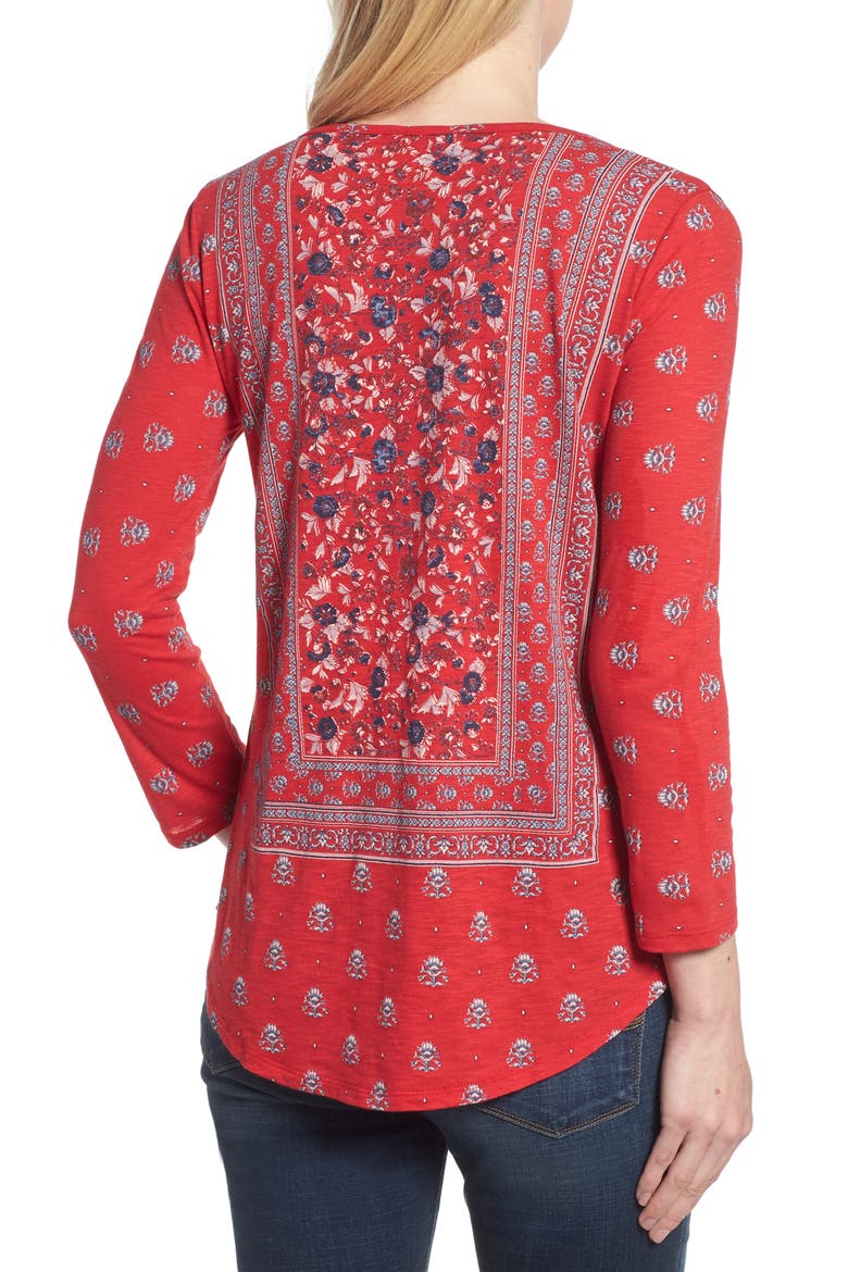 Bandana Peasant Top, Alternate, color, RED MULTI