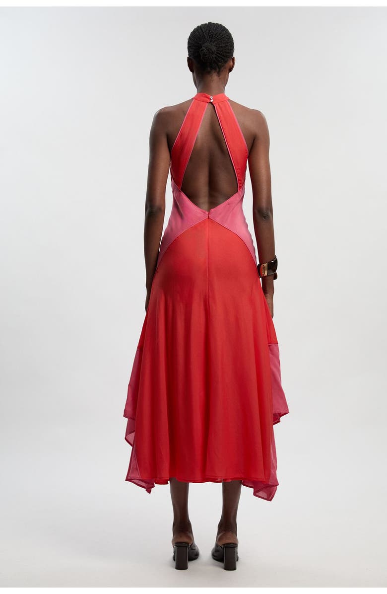 Karen Millen Colour Block Halter Midi Dress, Alternate, color, Pink