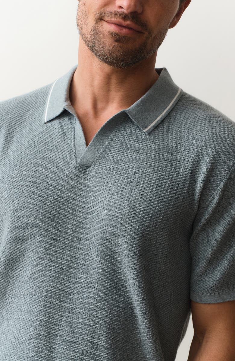Marine Layer Greyson Short Sleeve Polo Sweater, Alternate, color, Slate