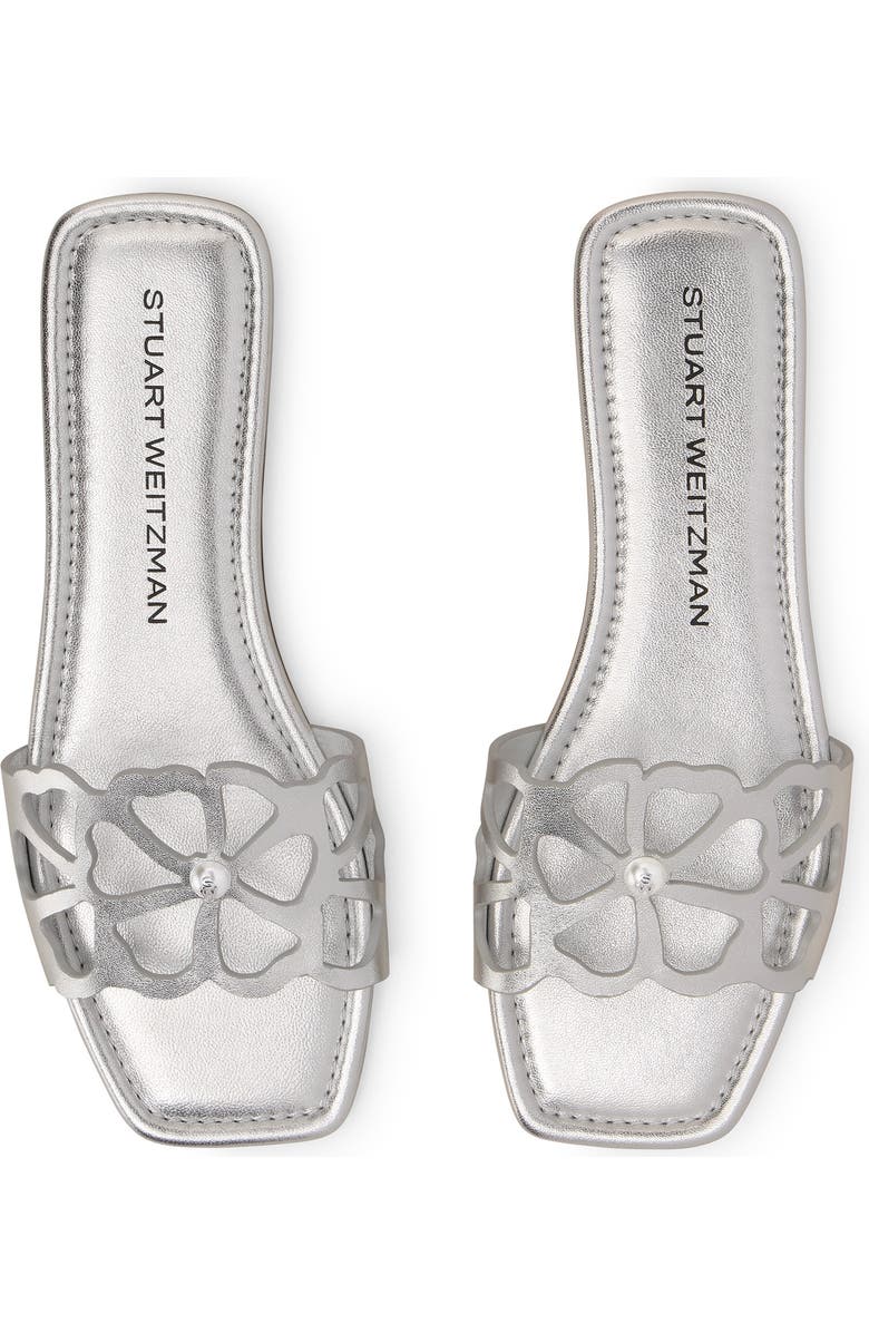 Stuart Weitzman Jasmine Cutout Slide Sandal, Alternate, color, Silver
