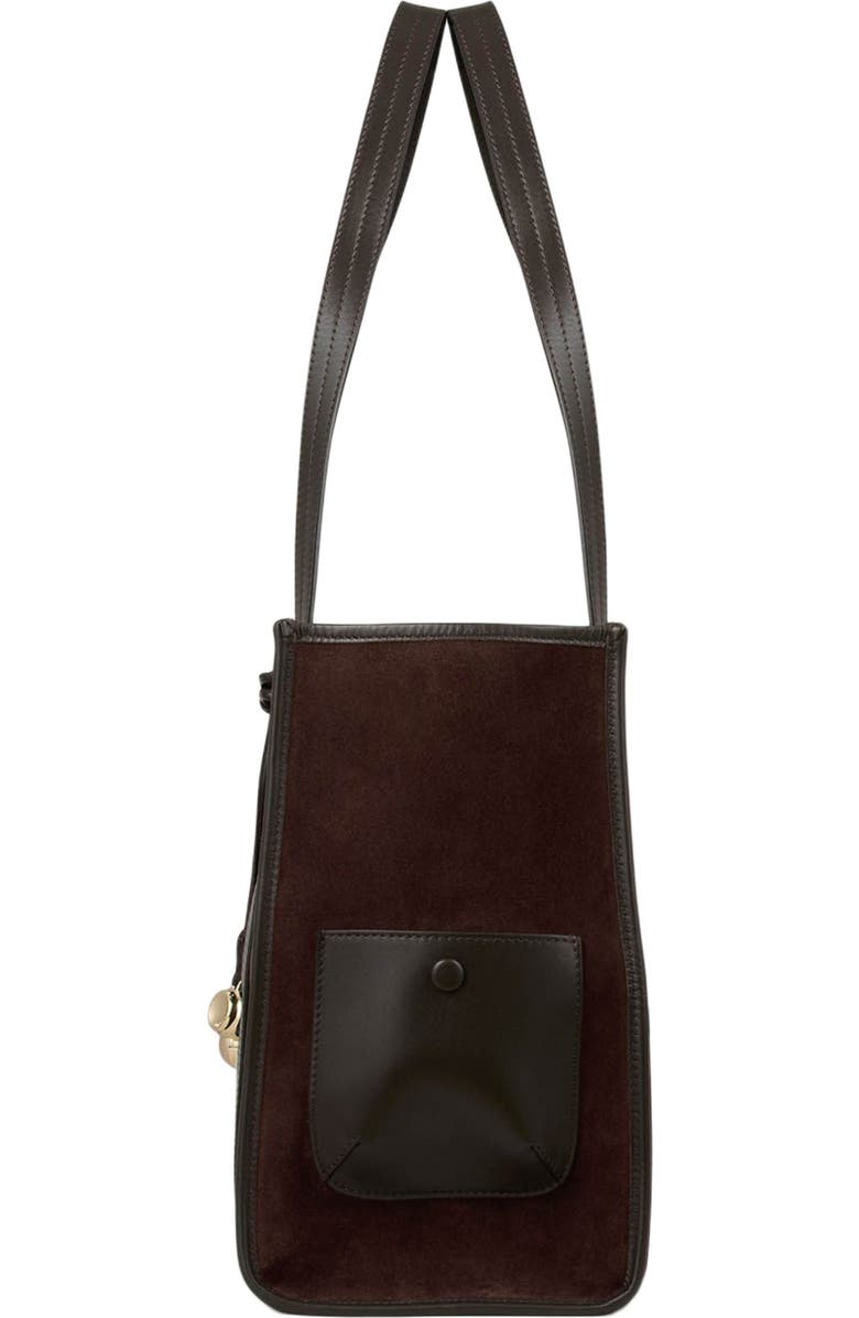 SANDRO Soft suede shopping bag, Alternate, color, Mahogany