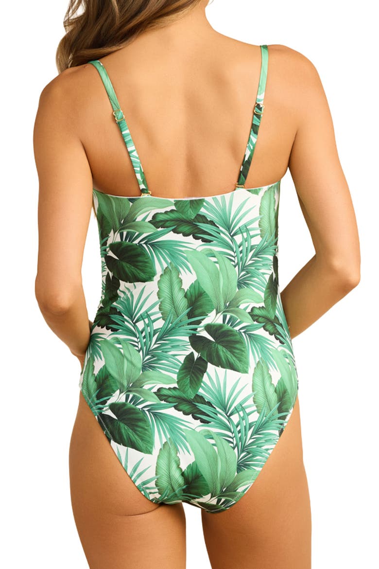 Strapless Bandeau One-Piece Swimsuit, Alternate, color, STAY PALM GREEN
