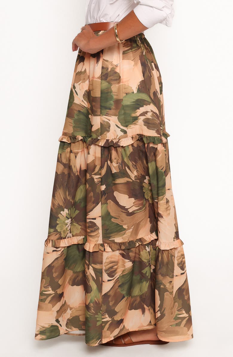 Petal & Pup Beth Print Tiered Maxi Skirt, Alternate, color, Dark Floral
