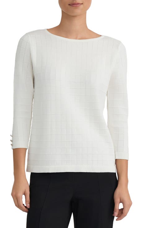 Box Texture Boat Neck Sweater