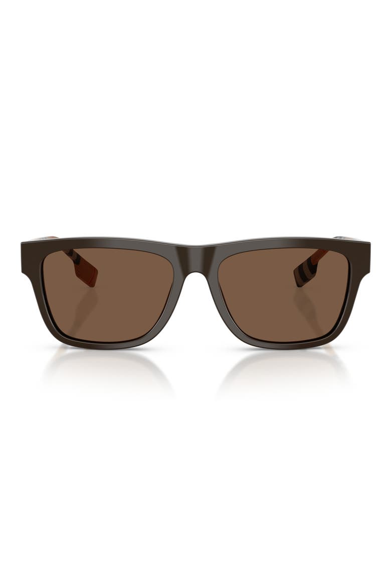 56mm Square Sunglasses, Main, color, BROWN / BROWN