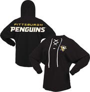 FANATICS Women's Fanatics Branded Black Pittsburgh Penguins Jersey Lace-Up V-Neck Long Sleeve Hoodie T-Shirt