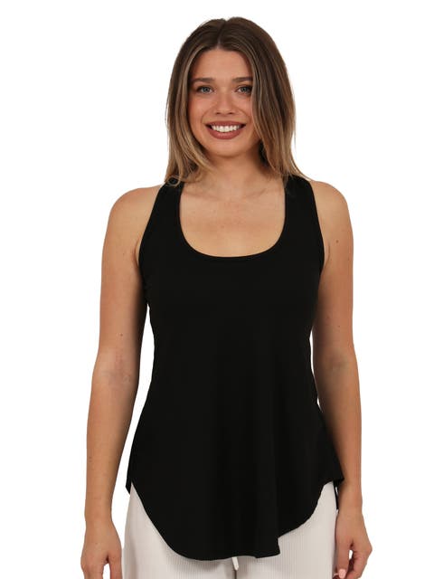 Womens Basic Ribbed Knit Sleeveless Scoop Neck Long Flared Tank Top
