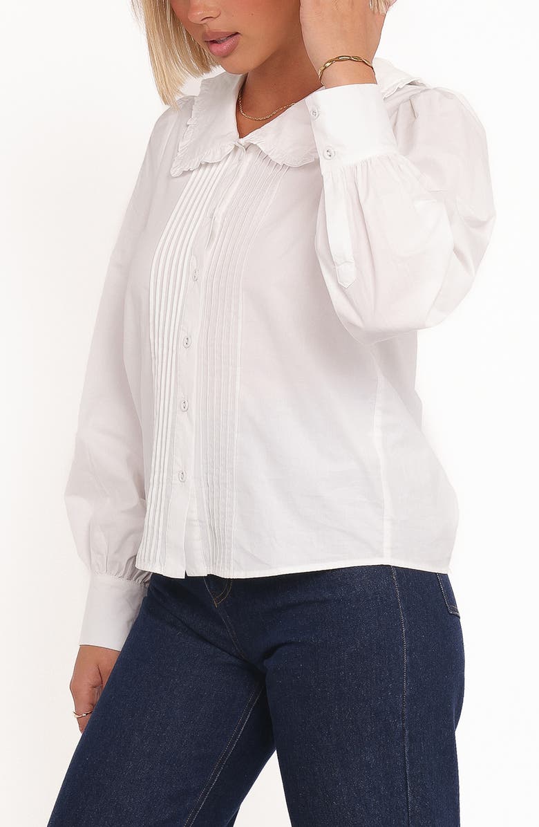 Petal & Pup Turner Pintuck Pleat Cotton Button-Up Shirt, Alternate, color, White