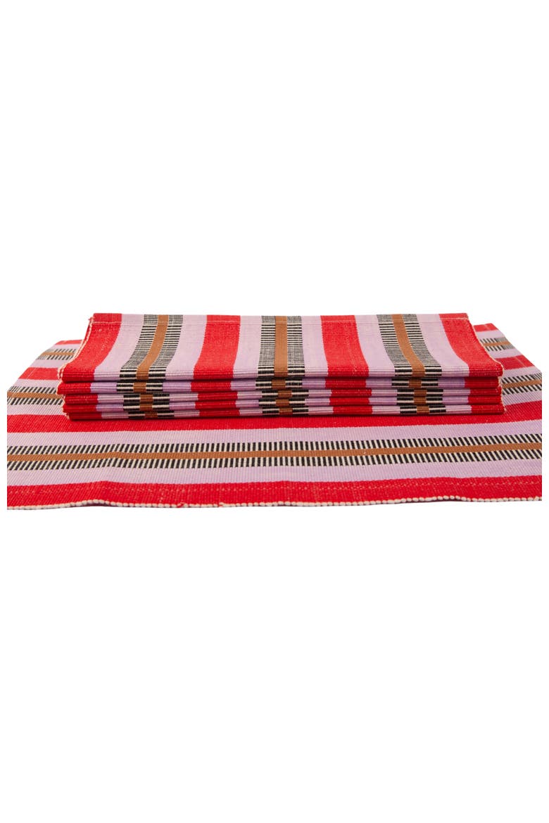 Handwoven Upendo Placemats - Set of 4, Alternate, color, Red