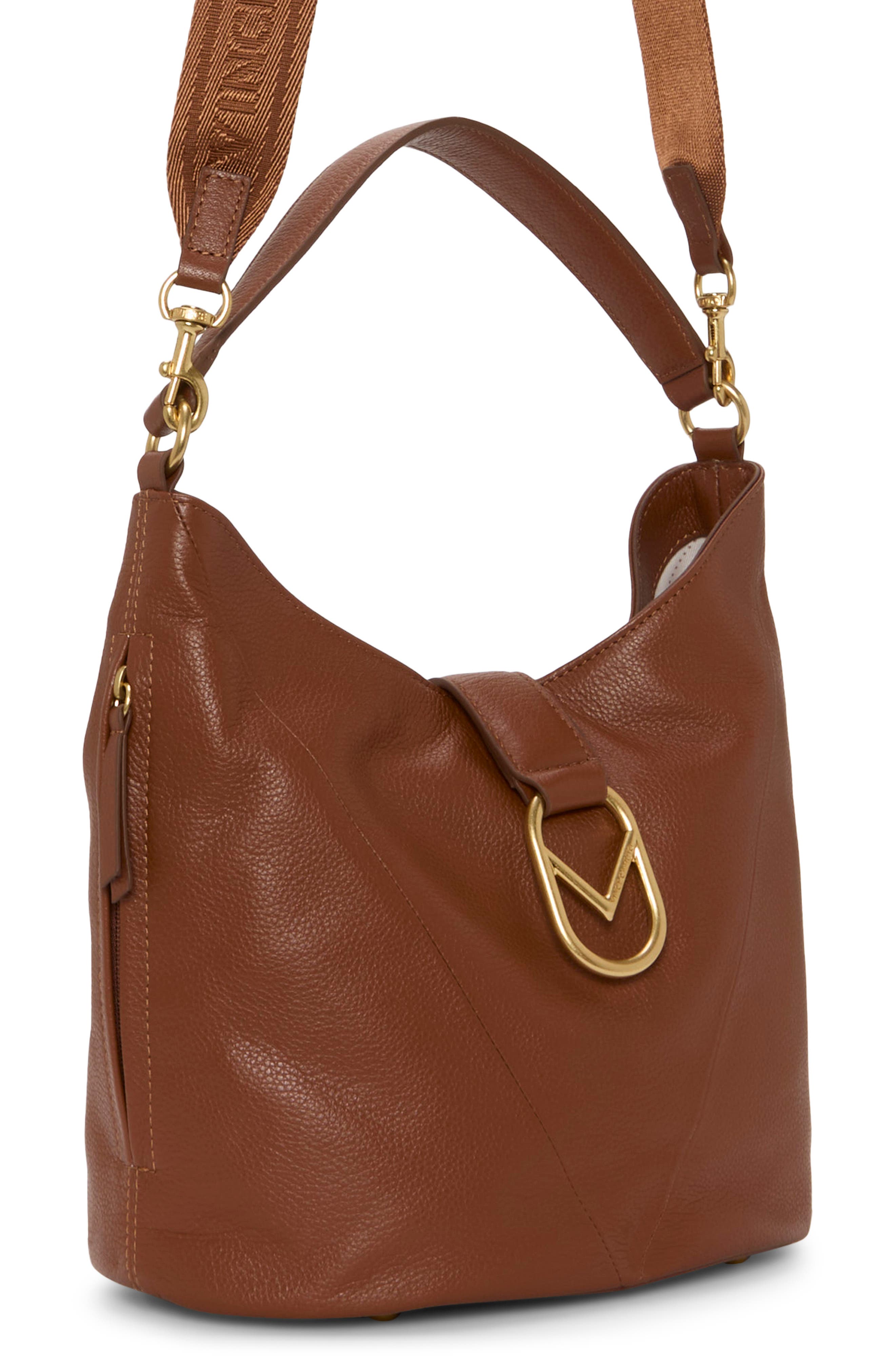 Vince Camuto Ebony Leather Shoulder Bag, Alternate, color, Whiskey 01