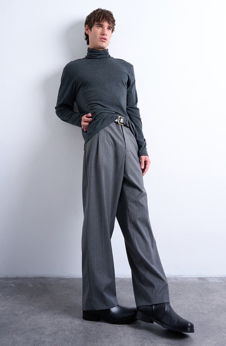 Topman Turtleneck Long Sleeve Top, Alternate, color, Dark Grey