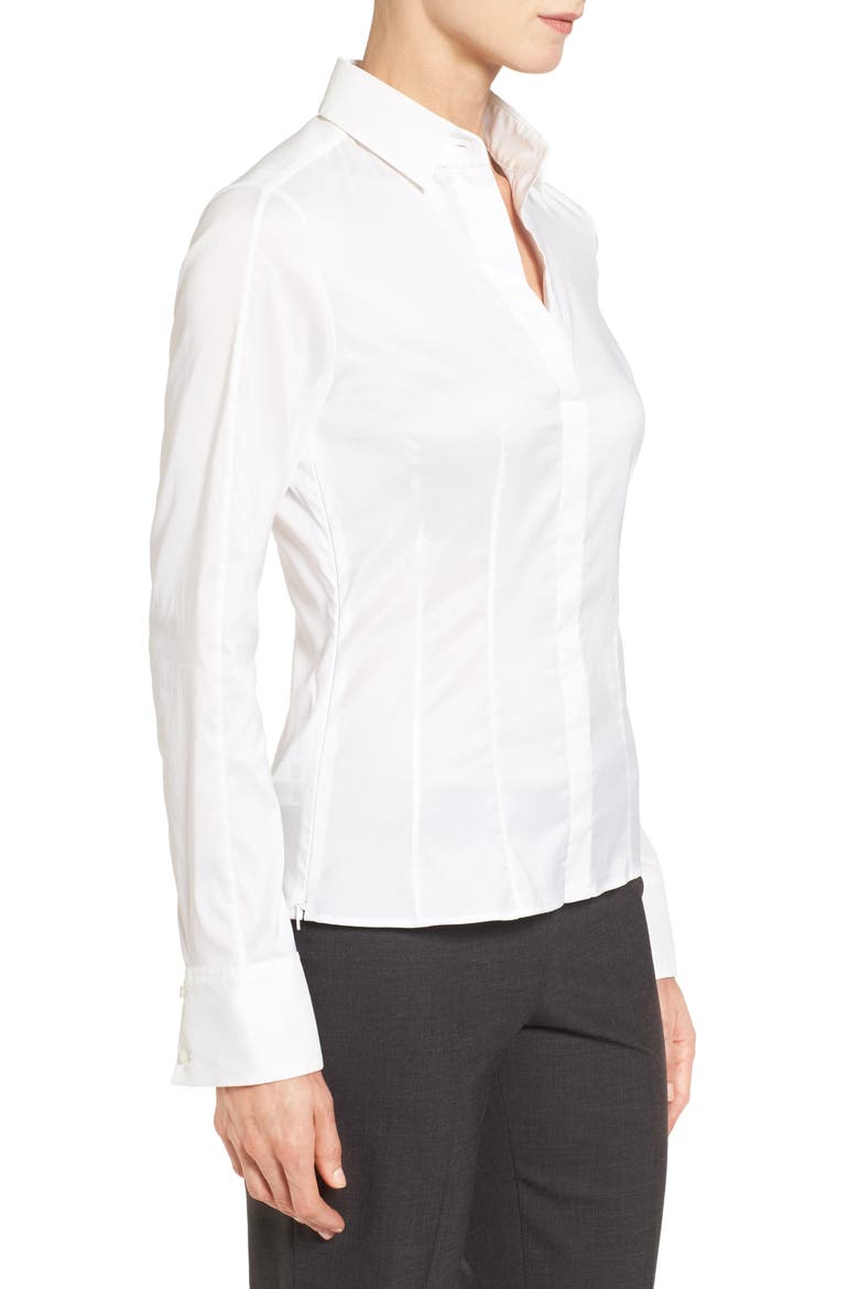 'Bashina' Stretch Poplin Shirt, Alternate, color, WHT