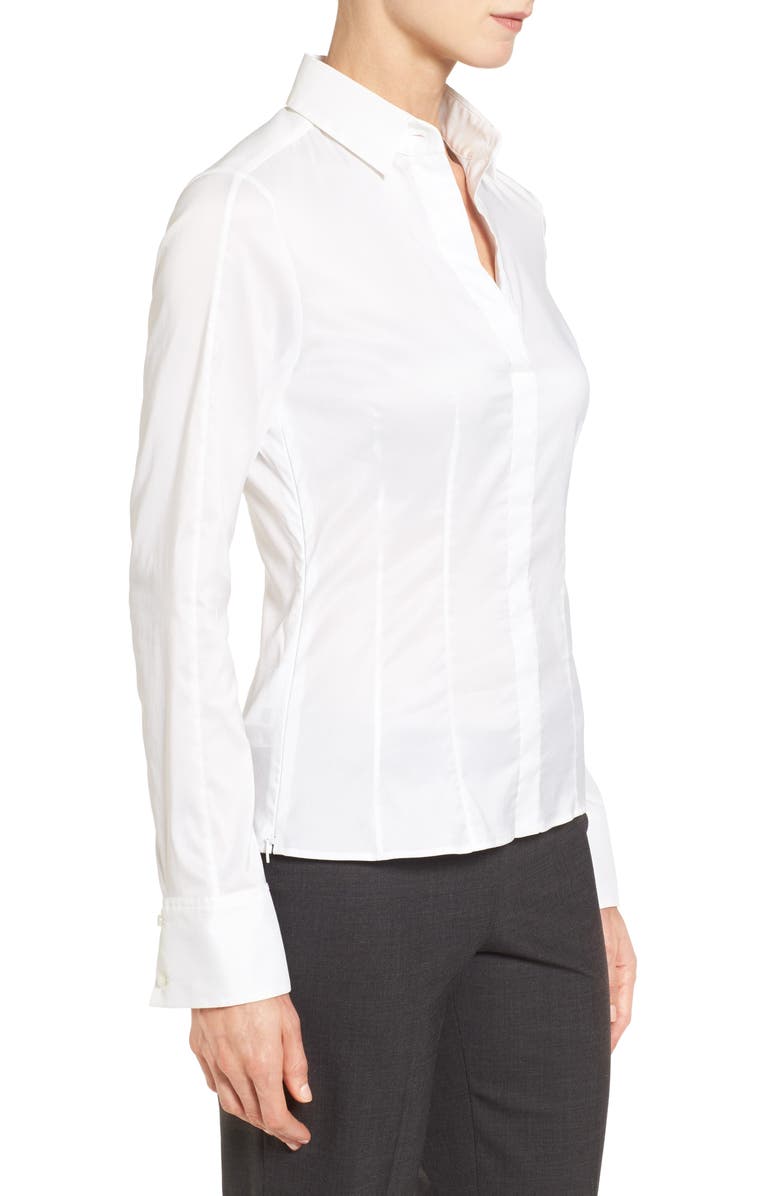 BOSS 'Bashina' Stretch Poplin Shirt, Alternate, color, Wht