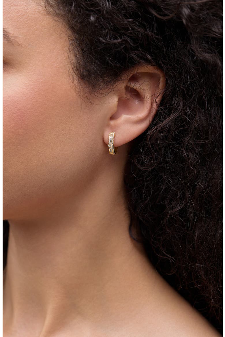 Florentine 18K Gold Diamond Huggie Hoop Earrings, Alternate, color, 18K YELLOW GOLD