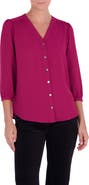 Jones New York Button Detail Crepe Blouse