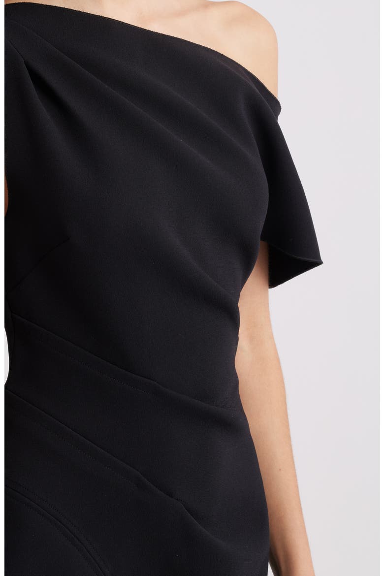 Sudden One-Shoulder Contrast Gown, Alternate, color, BLACK WITH IVORY