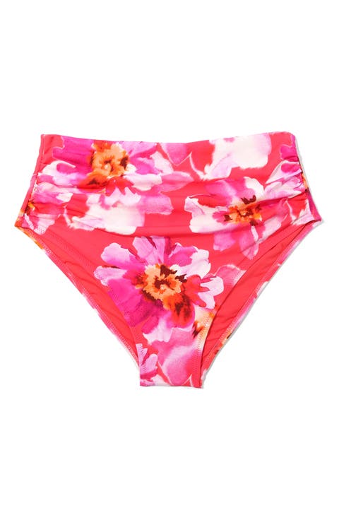 Ruched High Waist Bikini Bottoms