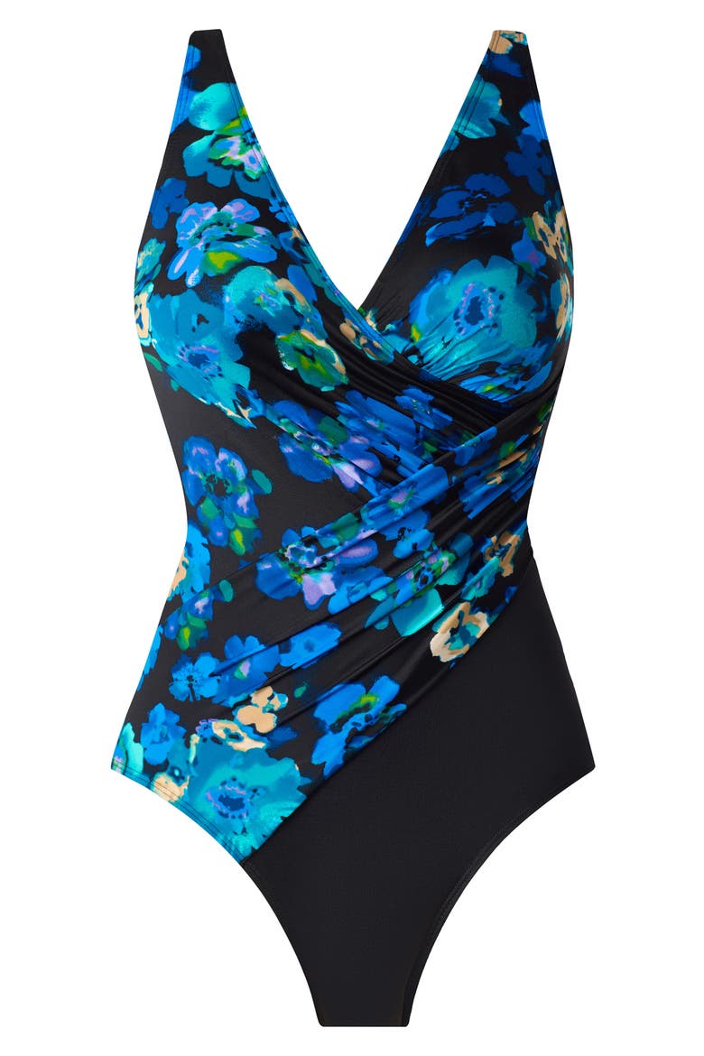 Secret Oceanus One-Piece Swimsuit, Alternate, color, BLACK/ MULTI