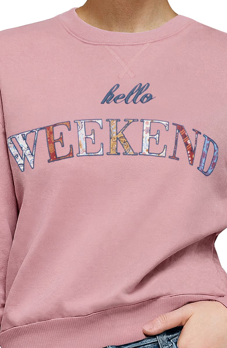 Wildfox Alex Hello Weekend Sweatshirt, Alternate, color, Lilas
