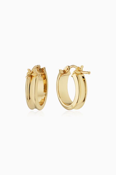 18K Yellow Gold Half Pipe Hoops