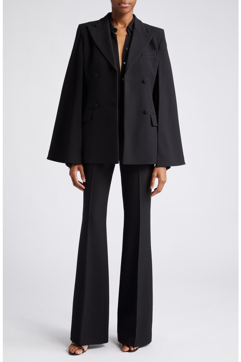 Split Sleeve Silk Georgette Button-Up Shirt, Alternate, color, BLACK