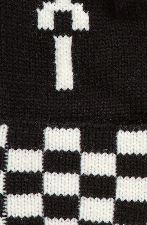 Kate Spade New York Taxi Checkboard Wool-blend Mittens In Black