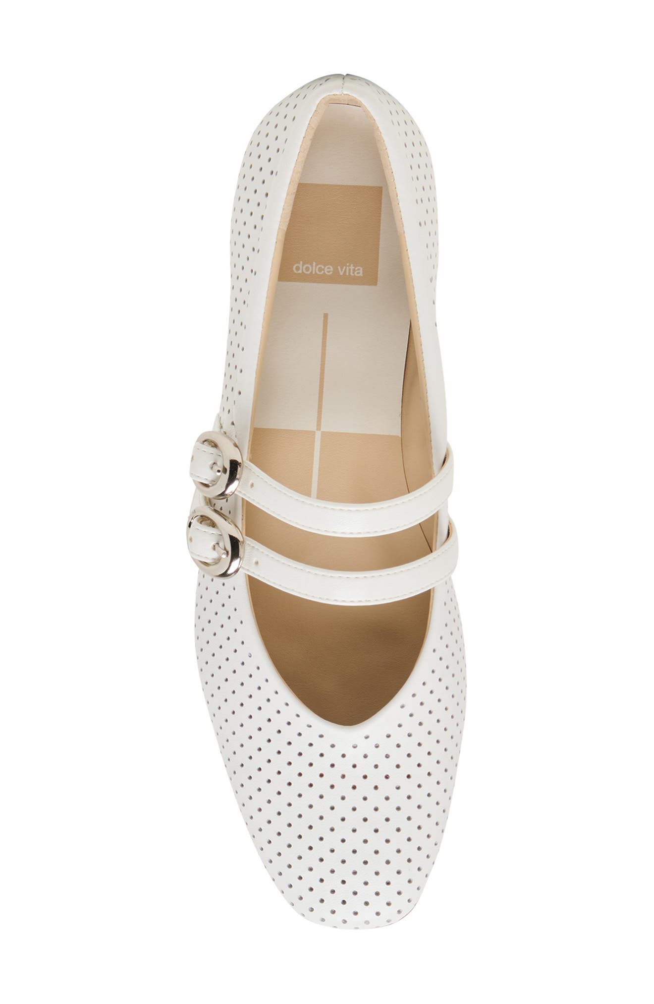 Dolce Vita Alenia Perforated Mary Jane Flat, Alternate, color, White Perforated Leather
