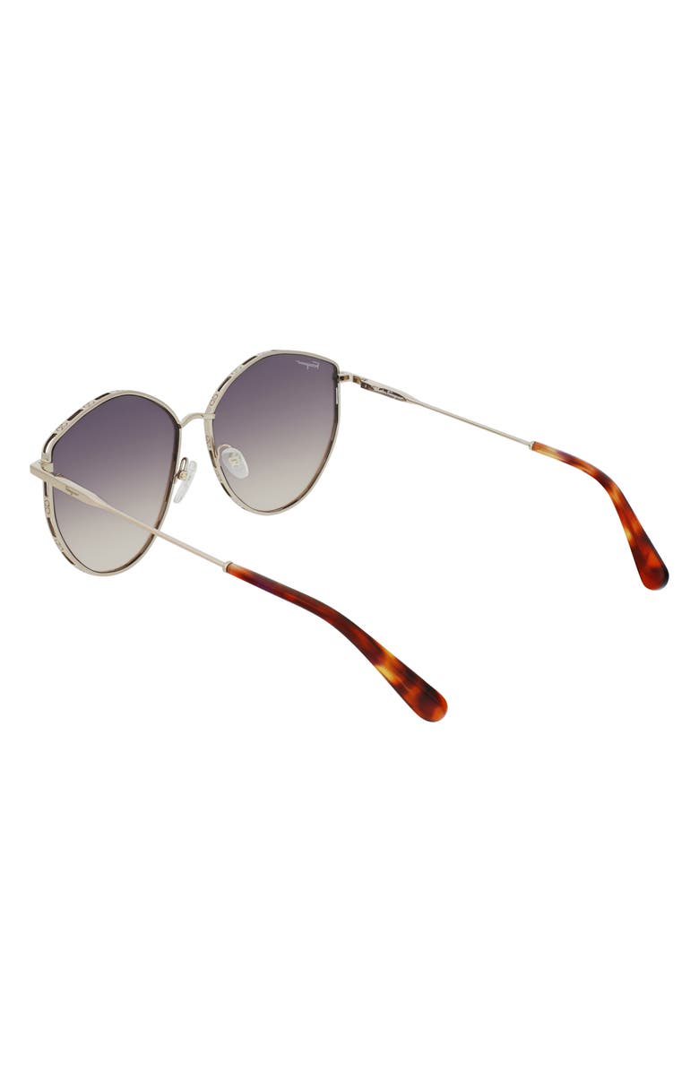 FERRAGAMO Gancini Tea Cup 59mm Gradient Round Sunglasses, Alternate, color, 
