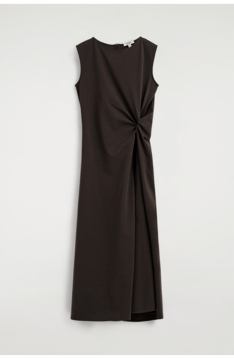 COS Twist-detail Jersey Midi Dress, Alternate, color, Brown