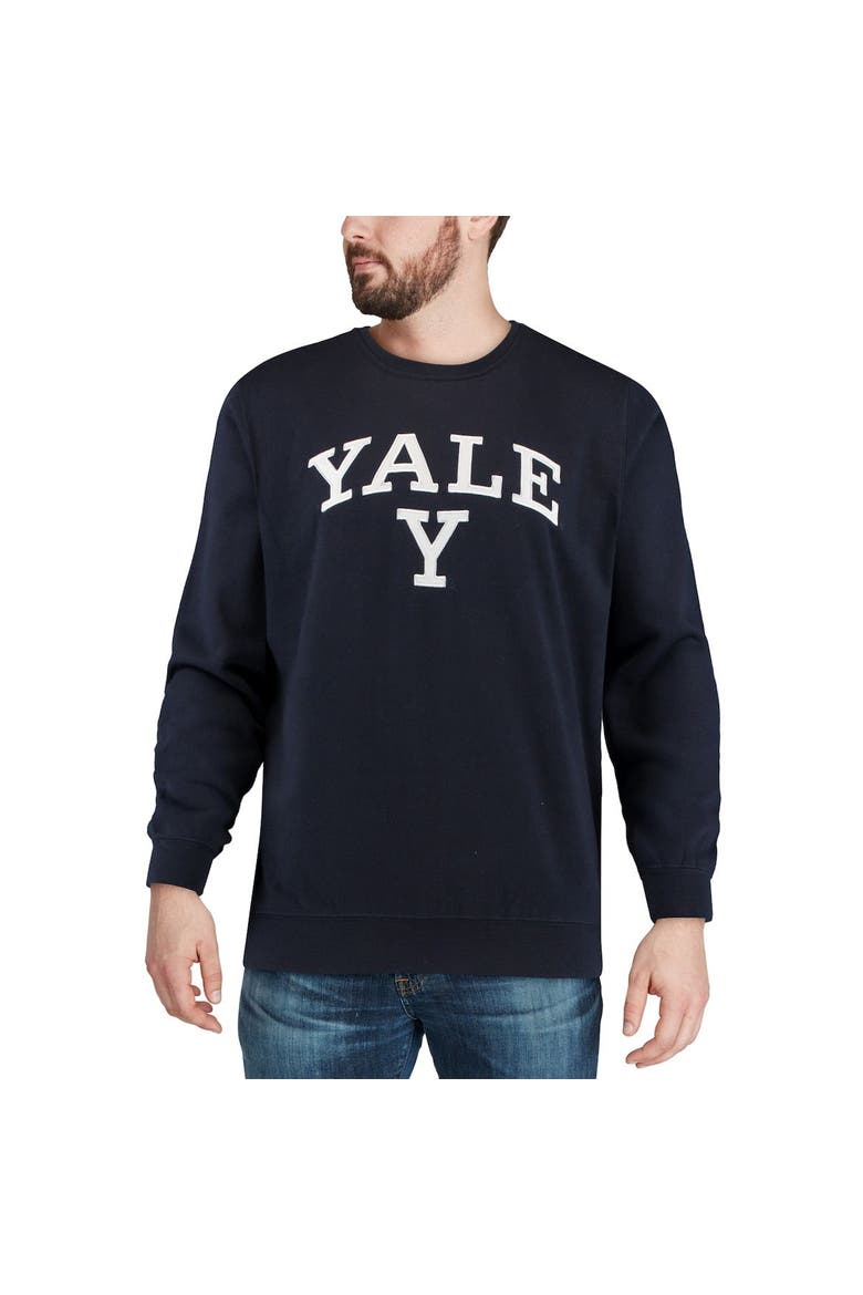 Men's Colosseum Navy Yale Bulldogs Arch & Logo Crew Neck Sweatshirt, Alternate, color, Navy