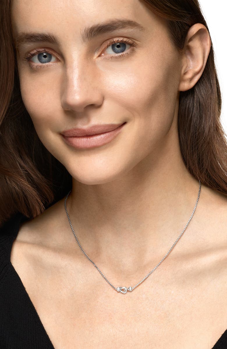 David Yurman Petite Buckle Necklace in Sterling Silver with Diamonds, 16.2mm, Alternate, color, Diamond