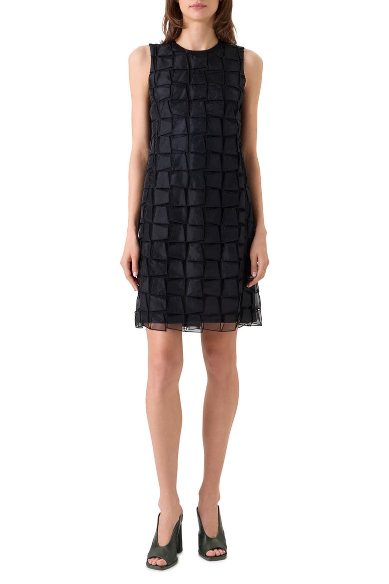 Trapezoid Organza Sheath Dress, Main, color, BLACK