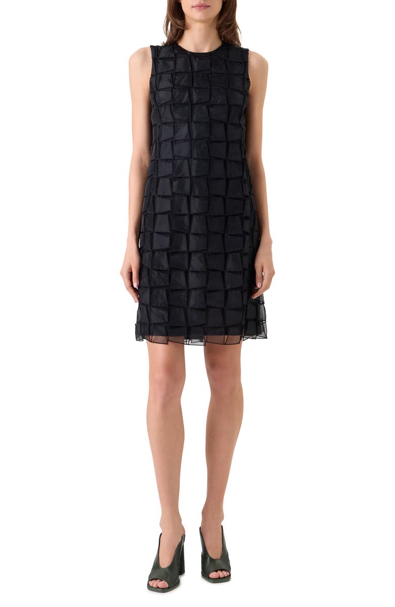 Akris Trapezoid Organza Sheath Dress, Main, color, Black