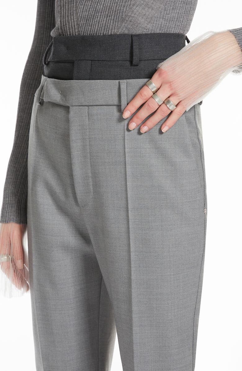 SPORTMAX Layered Waist Virgin Wool Trousers, Alternate, color,