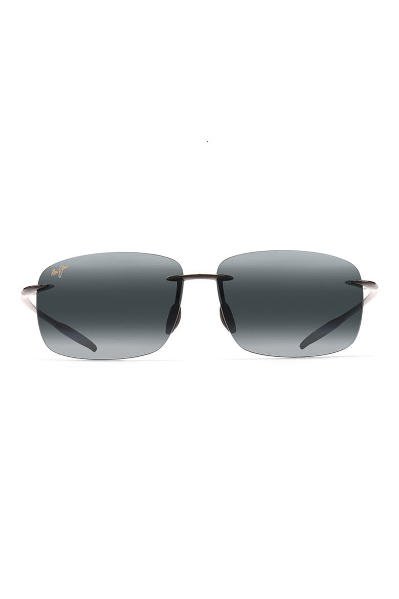 Breakwall 63mm Polarized Rectangle Sunglasses, Main, color, BLACK GLOSS