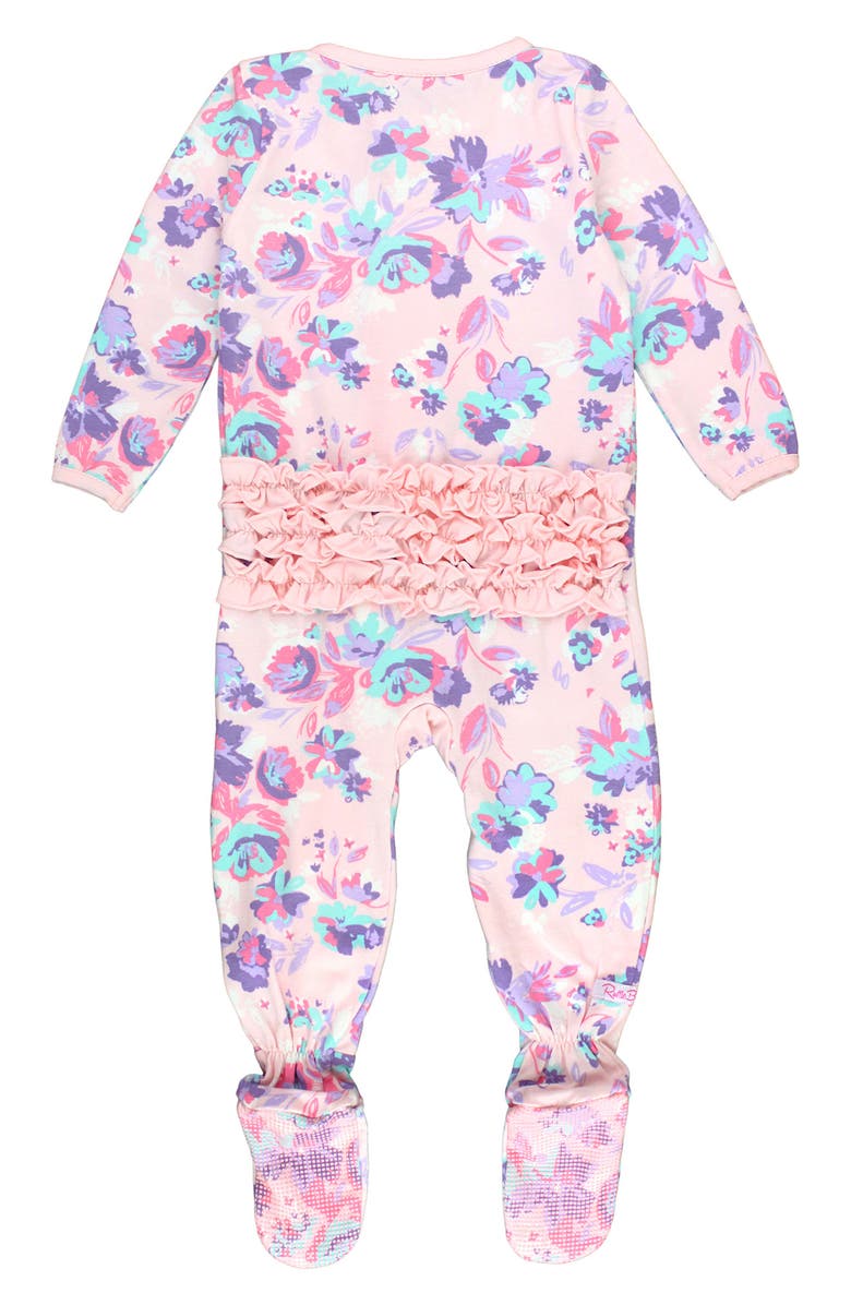 RuffleButts Princess Meadow Ruffle Fitted One-Piece Footie Pajamas, Alternate, color, 