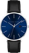 Alfred Sung Metropolitan Slim Leather Strap Watch, 42mm