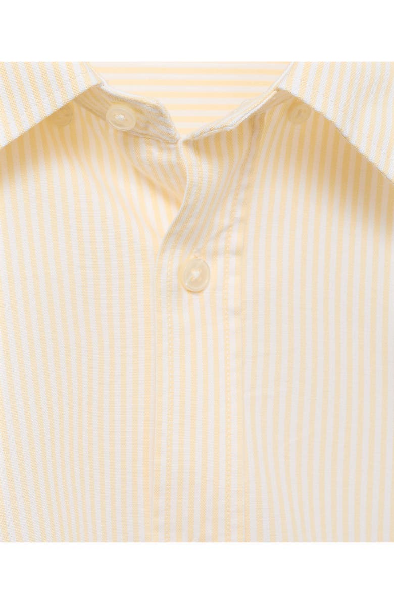 MANGO Regular Fit Stripe Cotton Button-Up Shirt, Alternate, color, Yellow