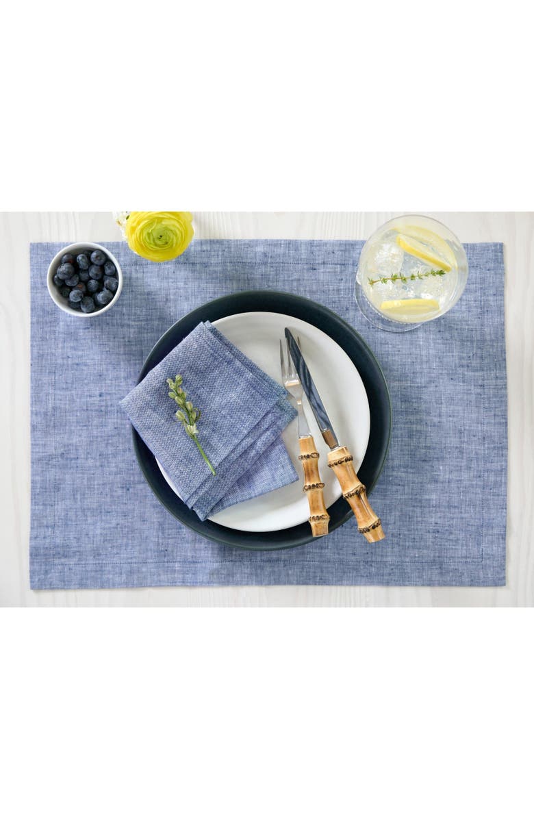 Solino Home Linen Dinner Napkins - Athena, Alternate, color, Chambray Indigo