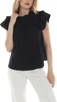 RAIN AND ROSE Smocked Ruffle Top
