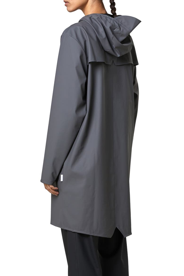 Waterproof Hooded Long Rain Jacket, Alternate, color, CHARCOAL