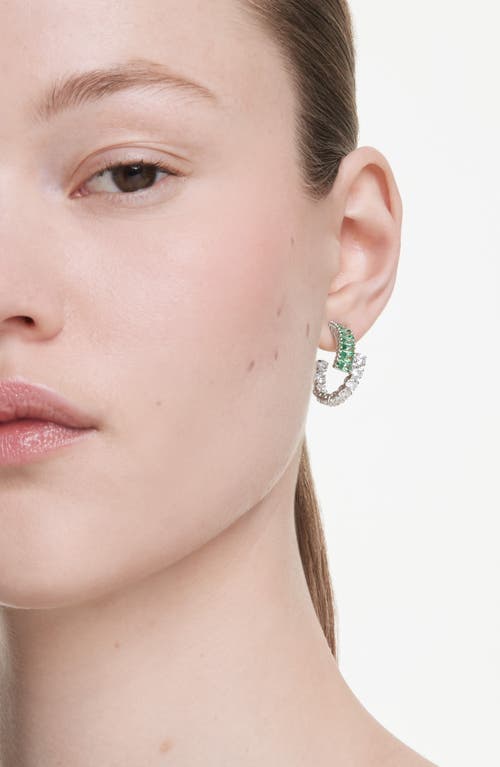 Swarovski Rhodium Plated Matrix Hoop Earrings In Multi