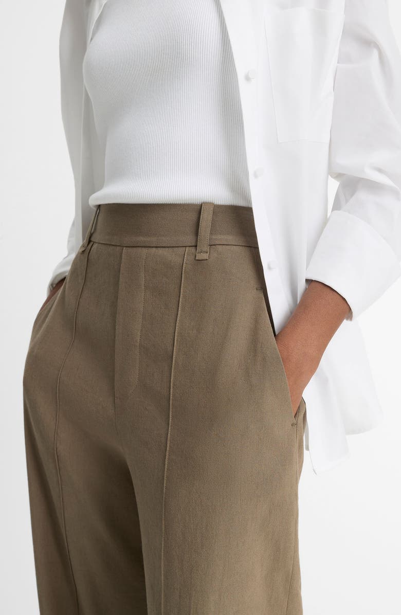 Vince High Waist Pull-On Stretch Linen Blend Pants, Alternate, color, Moss Smoke