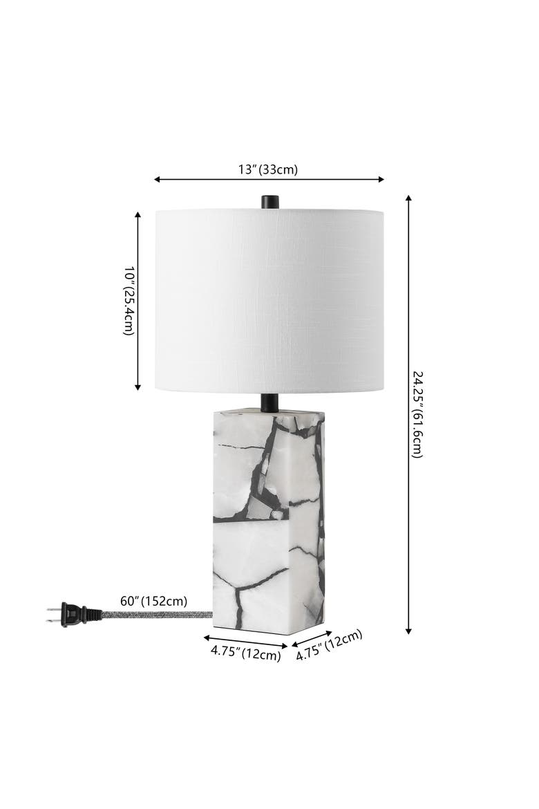 Elizabeth 24.25" Contemporary Coastal Alabaster LED Table Lamp with Body Night Light, Alternate, color, Black/White