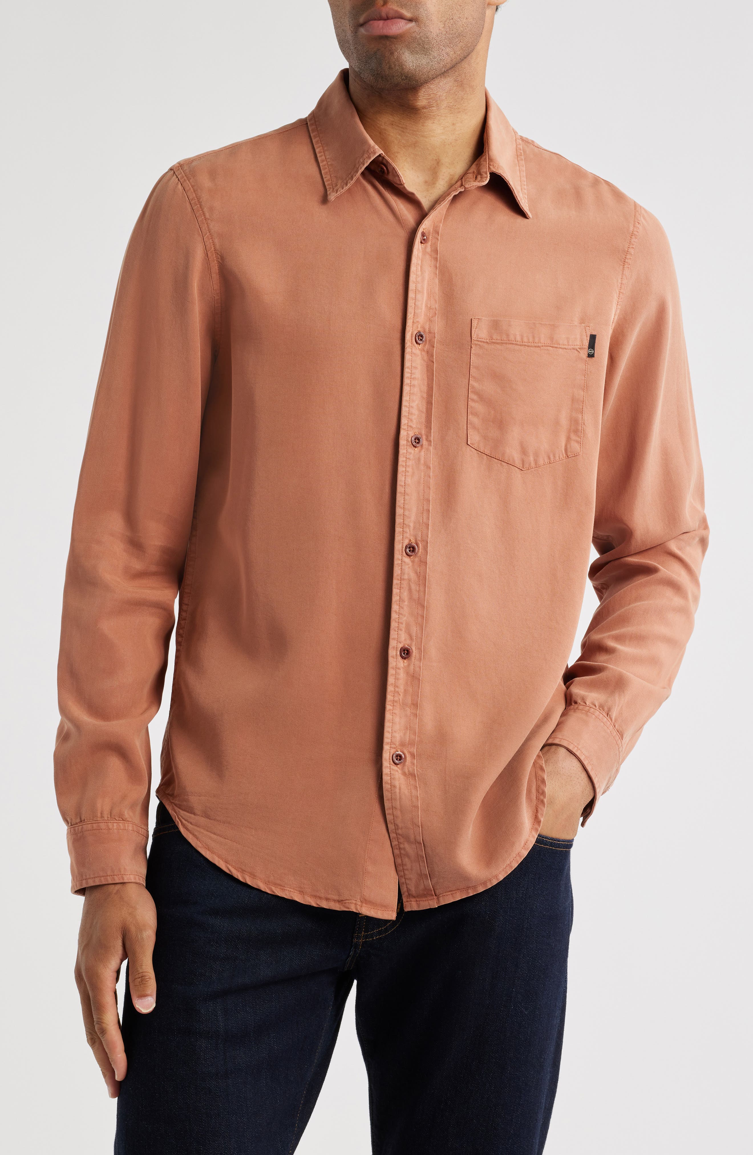Aiden Solid Lyocell Button-Up Shirt - image 3