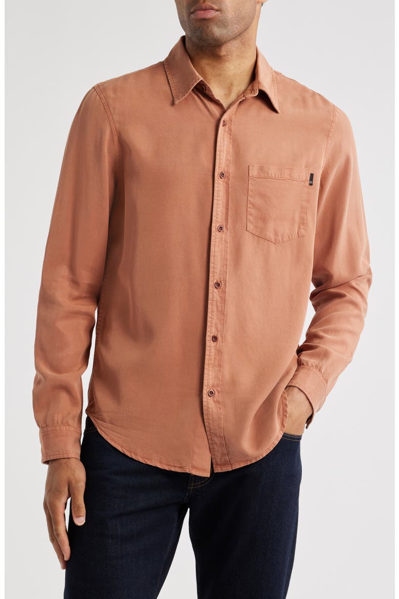 Aiden Solid Lyocell Button-Up Shirt, Main, color, MESA RUST