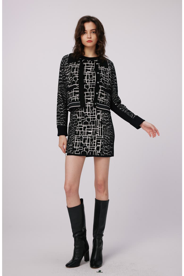 Riva Crop Cardigan, Alternate, color, DVF LOGO/LEOPARD BLK