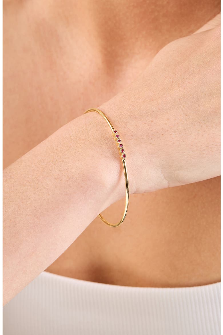 18K Gold El Mar Gemstone Bangle Bracelet (Online Trunk Show), Alternate, color, 18K YELLOW GOLD/ RUBY
