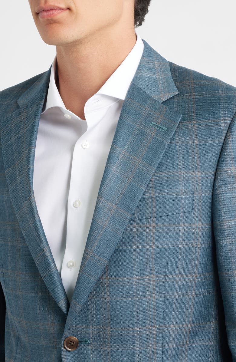 Peter Millar Flynn Classic Fit Green Plaid Wool Sport Coat, Alternate, color, Green